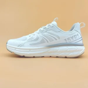 White athletic shoe with "15 YRS" text.